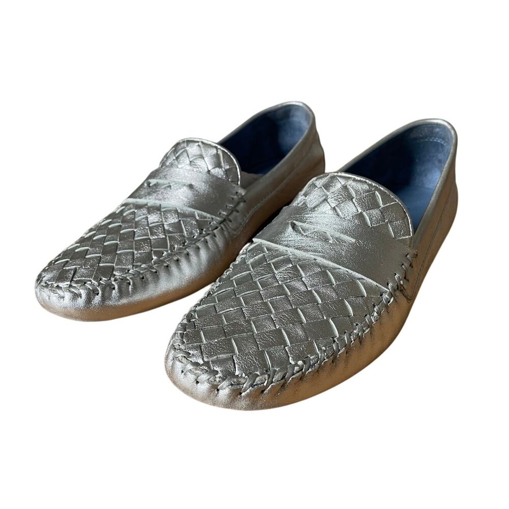 Robert Zur PETRA True Silver Woven Glove Leather Driving Loafer size 9